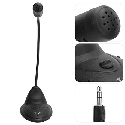 Dioche Adjustable Desktop Microphone with 3.5mm Plug for Clear Flexible Gooseneck Computer Mic for Gaming Streaming and Online Calls Compact Condenser Microphone for PC and Laptop Use