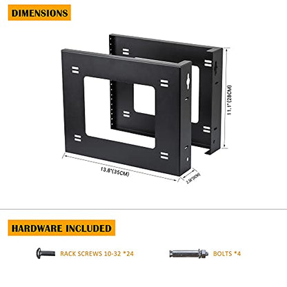 RIVECO 6U Open Frame Rack Wall Mount & Desktop Mount, No Assembly Required Server Rack for Network Equipment & Data AV HiFi Stereo Gaming Electronics Shelf - size: 6U