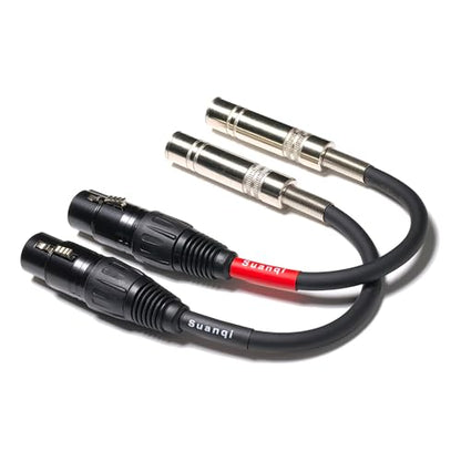 XLR Female to 1/4 Inch TRS Female Adapter Cable, 6 Inch, 2 Pack - style: XLR Female to TRS Female