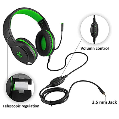 Masacegon Gaming Headset for PC,Gaming Headphone Compatible with Xboxone,PS4,Nintendo Switch,3.5mm Over-Ear Headphones with Noise Canceling Feature