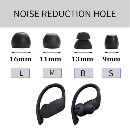 Replacement Earbuds Tips for Powerbeats Pro/Beats Flex/Beats X | Silicone Ear Tips Wireless Bluetooth Earphone Headphones with Cleaning Kit,Soft Reducing Noise Bud Tips Black&White 8Pack