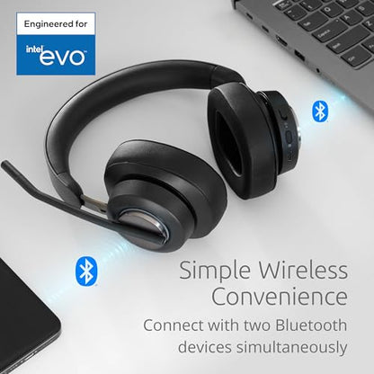 Kensington AH3X Bluetooth Headset, Wireless Over-Ear Headset, Boom Microphone, LED Indicator, Earcup Controls (K83455WW) - size: Wireless/Over-ear