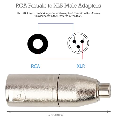 Female RCA to XLR Male Plug Cable Adapter, XLR to RCA Converter Audio Connector for Microphone - 2 Pack - style: RCA Female to XLR Male Adapter