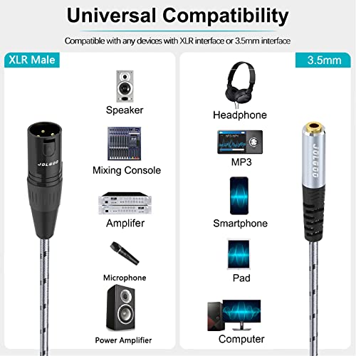 JOLGOO 3.5mm Female to XLR Male Stereo Audio Adapter Cable, 1/8 inch Mini Jack Female to XLR Male Adapter Cable, 1 Feet - style: 3.5mm Female to XLR Male