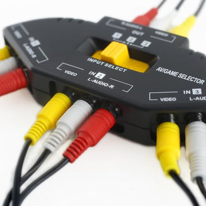 LEAGY 4 Way 4 in 1 Out Audio Video AV RCA Switch Game Selector Box Splitter