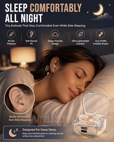 Mini Invisible Earbuds Hidden Smallest Discreet Skin Tone Sleep Wireless Bluetooth Ear Buds for Small Ears Tiny Headphones Side Isolation No Low Battery for Sleeping Working - color: Purple