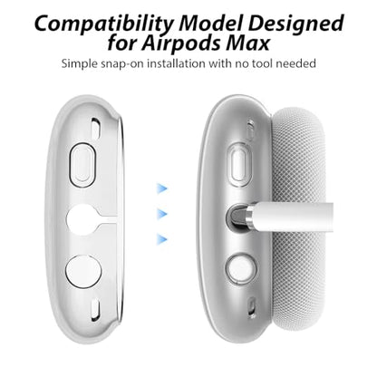 Soft Case Cover Compatible with AirPods Max Headphones, Clear Anti-Scratch Ear Pad Case Cover TPU Protective Ear Cups Covers Accessories, Anti-Dust Headband Cover Compatible with Apple AirPods Max