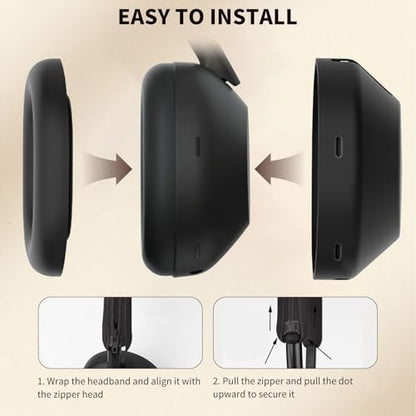 for Sony WH-1000XM6 Case Cover, 3 Sets Silicone Sweat Cover, KONXISA Eeadphones Protective Case for Sony WH-1000XM6 Earpad/Ear/Headband Covers Protector, Washable Sweatproof(Black) - color: Black