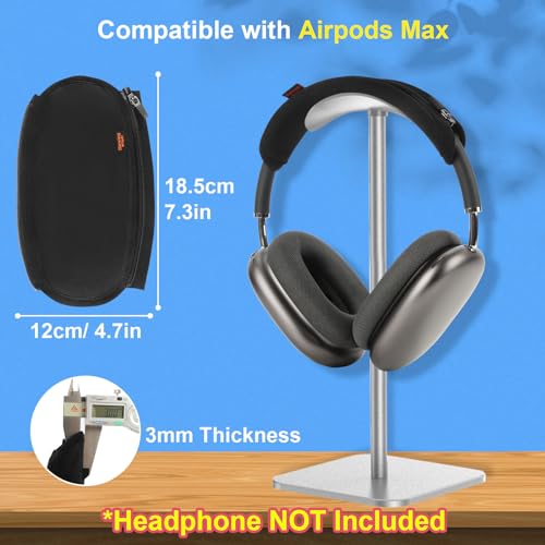 Headphone Cover for Apple AirPods Max, Soft Sports Fabric Replacement Headband Cushion Pad Cover Compatible with Apple AirPods Max Headphone Protector - Black