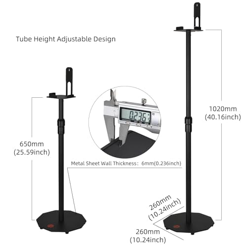 Floor Stand for Sony BRAVIA Theater Rear 8 SA-RS8 | Also Compatible with Sonos One SL | Height Adjustable (25.6”-40.2”) | Heavy Duty 6mm Steel, 33lb Load, Cable Management