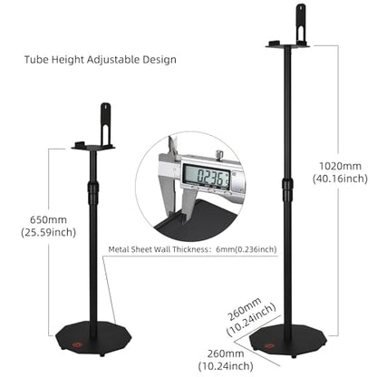Floor Stand for Sony BRAVIA Theater Rear 8 SA-RS8 | Also Compatible with Sonos One SL | Height Adjustable (25.6”-40.2”) | Heavy Duty 6mm Steel, 33lb Load, Cable Management