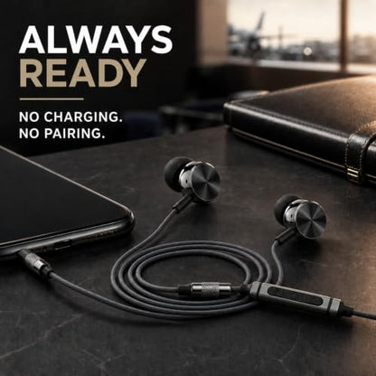 Betron BS10 Earphones Wired Earbud Headphones with Microphone, Black | with Volume Control, In-Ear, Plug in, 12mm Drivers, Deep Bass, Noise Isolating, Ergonomic Design, 3.5mm