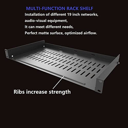 1U Vented Server Rack Shelf Disassembled 10 inches Deep No Lip | Universal Rack Tray for 19 Inches Network Cabinet or Server Rack - size: 10 Inches Deep
