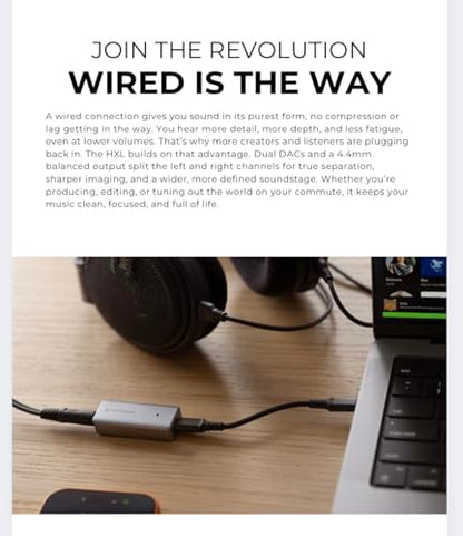 Audioengine HXL Balanced Portable DAC and Headphone Amplifier – 4.4mm Balanced Output, 520mW Power, Hi-Res Audio for Audiophile Headphones | Balanced Output, 520mW Power, Hi-Res Audio for Audiophile Headphones