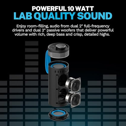 JLab, Go Party, Portable Bluetooth Speaker, Waterproof RGB LED, Midnight Black - color: Midnight Black