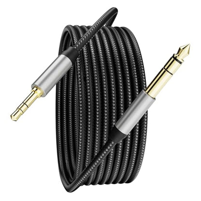 3.5 mm to 6.35 mm Audio Cable 12Ft, Gold-Plated Terminal Silver Color Zinc Alloy Housing 3.5mm 1/8" Male TRS to 6.35mm 1/4" Male TRS Nylon Braided Stereo Audio Cable for Cellphone, Amplifiers(12Ft/4M) - size: 12 ft