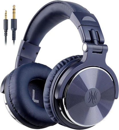 OneOdio Wired Over Ear Headphones Studio Monitor & Mixing DJ Stereo Headsets with 50mm Neodymium Drivers and 1/4 to 3.5mm Jack for AMP Computer Recording Podcast Keyboard Guitar Laptop - Dark Blue | headphone with 50mm drivers, dual 3.5mm and 6.35mm jacks