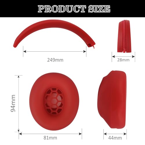 Aiivioll Studio Pro Silicone 2 in 1 Case Cover Set, Anti-Scratch Ear Pad Cover/Zipper Headband Cover for Beats Studio Pro Headphone, Studio Pro Soft Silicone Protector Accessories(Red) - color: Red