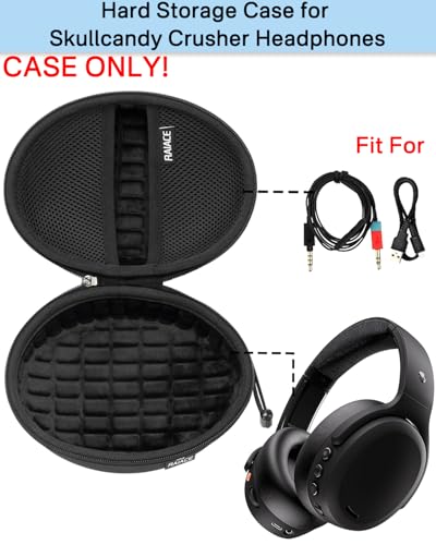 Hard Travel Carrying Case Compatible with Skullcandy Crusher Over-Ear Headphones. (Case Only, Not Include The Device)-Black(Black Lining) - color: Black(Black Lining)