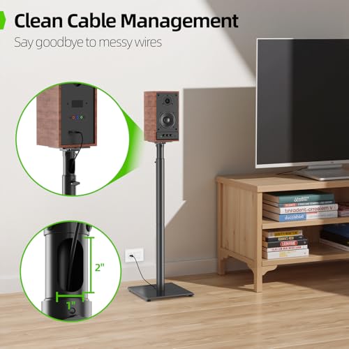 USX MOUNT Bookshelf Speaker Stands Pair, Height Adjustable Extends 32-42 inch for Rear Surround Sound Speakers, Floor Satellite Speaker Stands for Vizio Bose Sony JBL Klipsch Polk, Max Load 11 lbs - size: 32" to 42"