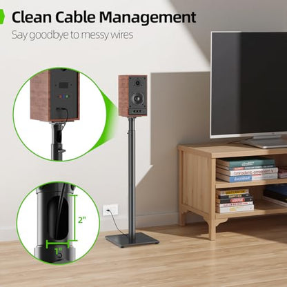 USX MOUNT Bookshelf Speaker Stands Pair, Height Adjustable Extends 32-42 inch for Rear Surround Sound Speakers, Floor Satellite Speaker Stands for Vizio Bose Sony JBL Klipsch Polk, Max Load 11 lbs - size: 32" to 42"