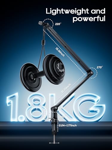 Mic Arm, Boom Arm 360° Rotatable Microphone Stand with Desk Mount, Foldable Desk Mic Arm with 3/8'' to 5/8'' Screw Adapter, Microphone Arm for Live Streaming, Gaming, Podcasting (M01)