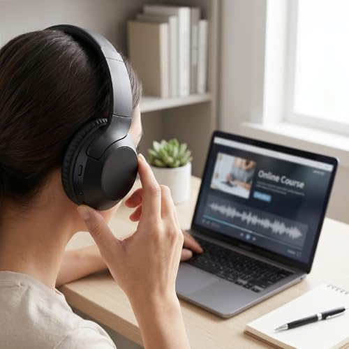 PUSOKEI Wired Over Ear Headphones, Studio Monitor 40mm Driver Audio Headset with 6.35mm/3.5mm Jack, 90 Swivel DJ Headphones for Recording Mixing Podcast Guitar Piano PC