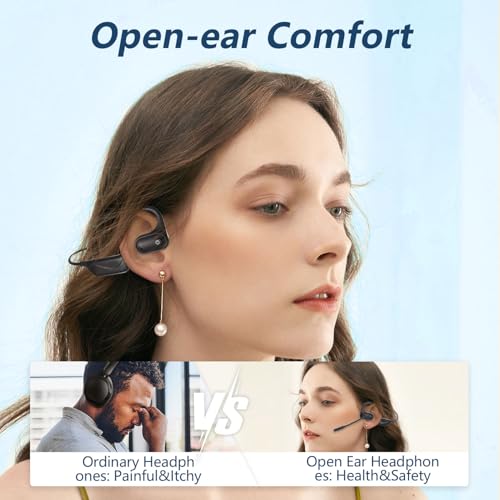 BANIGIPA Bluetooth 5.4 Headset with Microphone, Open Ear Headphones w/Mic