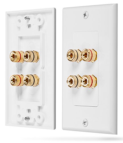 Fosmon Two Speaker Home Theater Banana Binding Post Coupler Wall Plate - size: 1 Pack