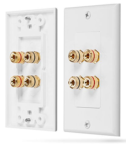 Fosmon Two Speaker Home Theater Banana Binding Post Coupler Wall Plate - size: 1 Pack