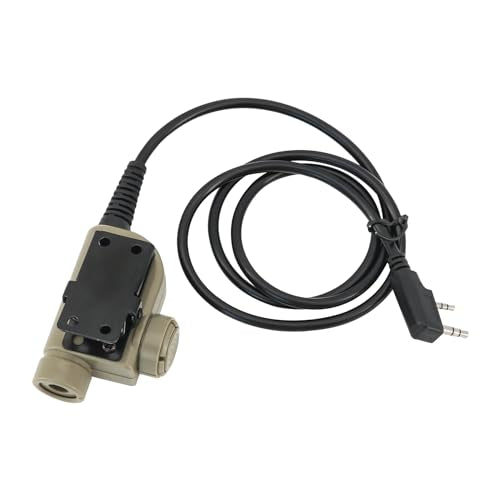 U94 PTT 2pin，Push to Talk for UV5R etc. with Civilian Version，Airsoft Tactical Headset(Tan)