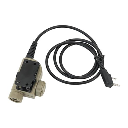 U94 PTT 2pin，Push to Talk for UV5R etc. with Civilian Version，Airsoft Tactical Headset(Tan)