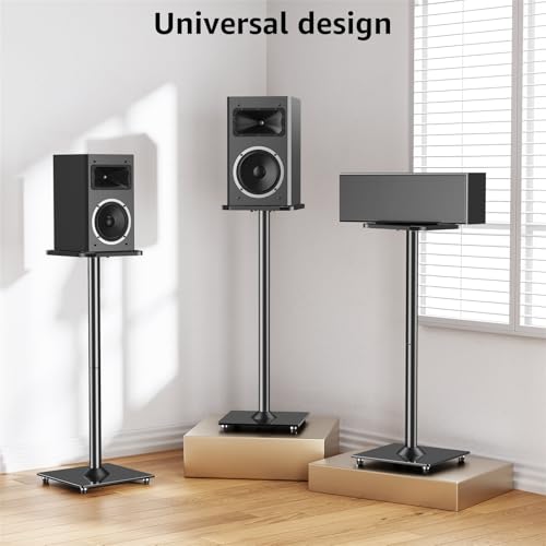 MOUNTUP Universal Speaker Stands Pair for Surround Sound Home Theater, 31" Height Floor Speaker Stands Max 22LBS, Bookshelf Studio Satellite Speakers Fit Klipsch Polk Yamaha, Non Slip Pad Easy Install - size: 31" Height