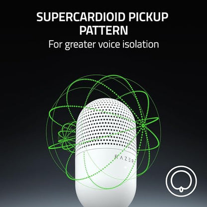 Razer Seiren V3 Mini USB Microphone: Condenser Mic-Supercardioid Pickup Pattern-Tap-to-Mute Sensor with LED Indicator-Shock Absorber-Ultra Compact-PC,Discord, OBS Studio, XSplit-White (Pack of 10) - size: Mini (Pack of 10)
