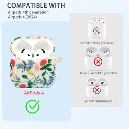 Case Compatible with AirPods 4 Case,Soft Silicone Cover with Bracelet Lanyard and Keychain, Cute Wireless Charging Protective Case for Apple AirPods 4th for Women and Men (Flower) - color: Flower