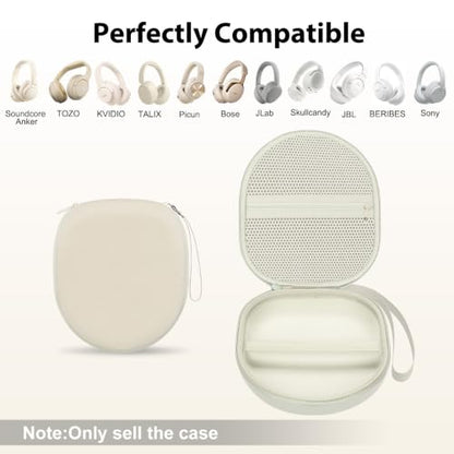 Headphone Headset Case Compatible with Soundcore by Anker Q20i/JLab/TALIX H30/JBL Tune 510BT 720BT 520BT 770NC/Sony WH-CH520 WH-CH720N/BERIBES/KVIDIO Wireless On-Ear Headphones,Cream - color: Light Khaki