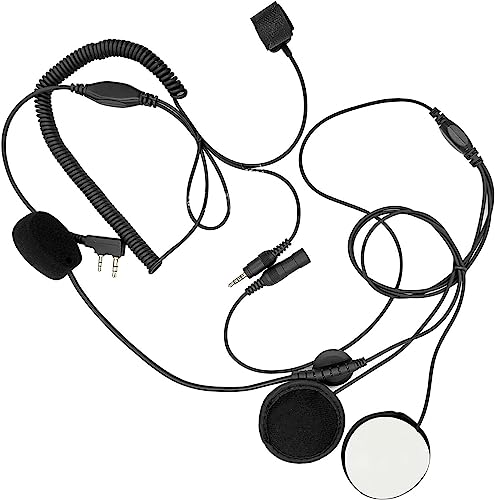 2 Pin Motorcycle Helmet Headset Full Open Face Walkie Talkie Racing Earpiece with Mic Finger PTT Push to Talk for Baofeng UV-5R UV-82 UV-82HP BF-888s BF-f8hp Ar-152 Archsell AR-5 Kenwood Radio