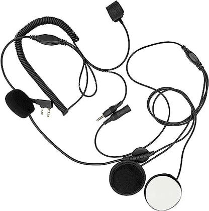 2 Pin Motorcycle Helmet Headset Full Open Face Walkie Talkie Racing Earpiece with Mic Finger PTT Push to Talk for Baofeng UV-5R UV-82 UV-82HP BF-888s BF-f8hp Ar-152 Archsell AR-5 Kenwood Radio