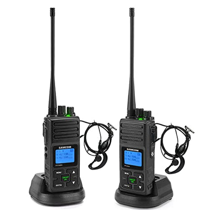 SAMCOM Upgraded Frequency FPCN30A Walkie Talkies for Adults Long Range | with Earpiece 24-Hour Battery Life,Programmable, 5W High Power, Dual PTT, Group Call, for Business Construction,2Pack