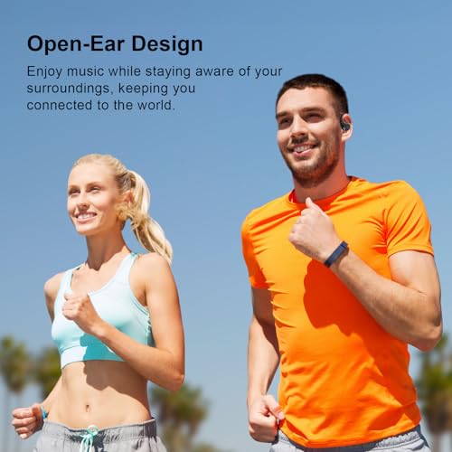 Open Ear Clip Wireless Earbuds Bone Conduction Headphones, Bluetooth 5.4, Conduction Headphones with 60H Playtime Touch Control Ultra-Comfort, Built-in Mic,Open Ear Design for Running Fitness,office