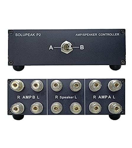 P2 2 Way Amp/Speaker Switch Selector Box, Passive Audio Switcher | 2 AMP to 1 SPK or 1 AMP Sw between 2 pairs SPK, Audiophiles quickly compare A/B equipment, avoiding frequent cable swapping - color: 2 IN 1 OUT