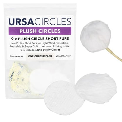 URSA Plush Circles - 9 Pack (White), 5 mm Short Fur Lav Mic Covers - color: White, size: 9x