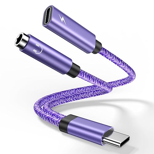 USB C to 3.5mm Audio Headphone & Android Phone Charger Adapter, 2-in-1 Type | C to Aux Earphone Jack Dongle Cable & 60W Fast Charging for Samsung Galaxy S26 A17 A36 A54 A34 S24 S23 Ultra S22 S21 fe S20