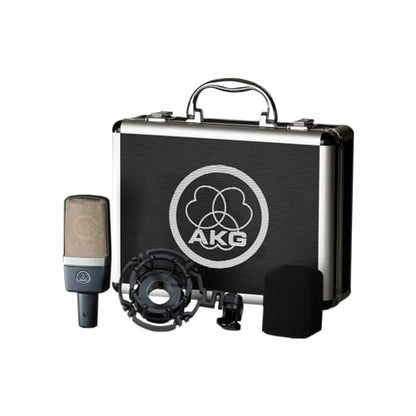 AKG Pro Audio C214 Studio Grade Professional Large Diaphragm, Single Capsule, Vocal and Instrument Condenser Microphone with Rugged Aluminum Carrying Case. XLR Connector. Gray with Gold - style: C214