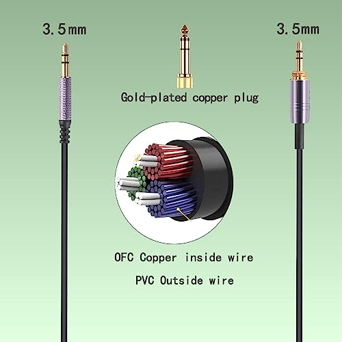 FAAEAL Solo4 Coiled Audio Cable Compatible for Dre Beats Studio3 Solo3 Marshall Major 3 Major 4 Headphones 3.5mm Extension Cable with 6.35mm Adapter(4.2ft-14ft) - size: 4.2ft-14ft