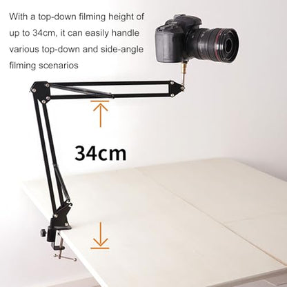 Fockety Mic Boom Arm, 360 Rotatable Adjustable Heavy Duty Microphone Stand, Low Profiles Overhead Mic Arm Desk Mount with Desk Clamp for Recording, Studio, Streaming (Black)