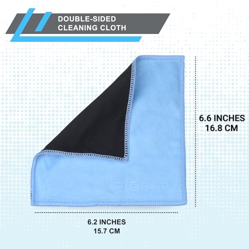 Eco-Fused Microfiber Cleaning Cloths - 5 Pack - Double-Sided Cleaning Cloths - Microfiber and Suede Cloth for Smartphones, LCD TV, Tablets, Laptop Screens, Camera Lenses and Delicate Surfaces - color: 5 Pack - 6.6 X 6.2" (Blue)