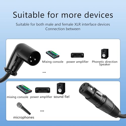 CERRXIAN XLR Microphone Coiled Cable,Male to Female Cable, Balanced X-L-R Cord 8 Feet, Oxygen-Free Copper Mic Cables, XLR Speaker Cables - Black (Right Angle Male to Straight Female) - style: Right Angle Male XLR to Straight Female