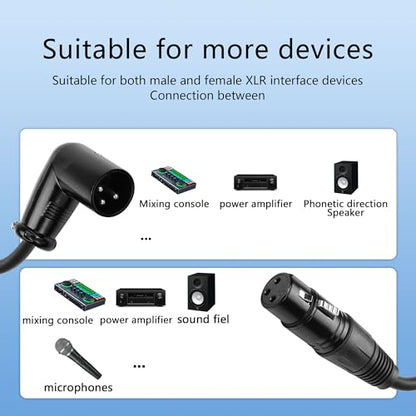 CERRXIAN XLR Microphone Coiled Cable,Male to Female Cable, Balanced X-L-R Cord 8 Feet, Oxygen-Free Copper Mic Cables, XLR Speaker Cables - Black (Right Angle Male to Straight Female) - style: Right Angle Male XLR to Straight Female