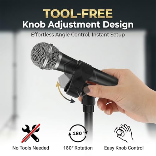 Microphone Clips for Stand Set, Durable Microphone Holders with 5/8" Male to 3/8" Female Screw Adapters, Adjustable Mic Stand Clamps for 1.14–1.26 Inch Mics